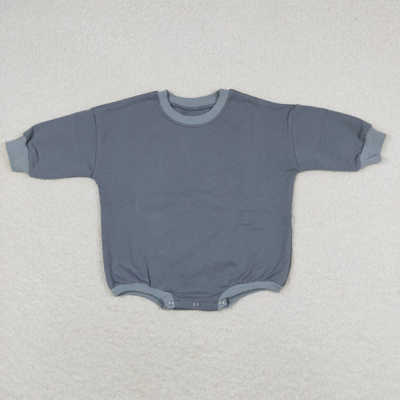 Solid Haze Blue Baby Fall Romper