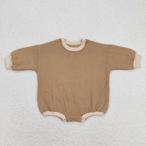 Warm Solid Brown Baby Fall Romper