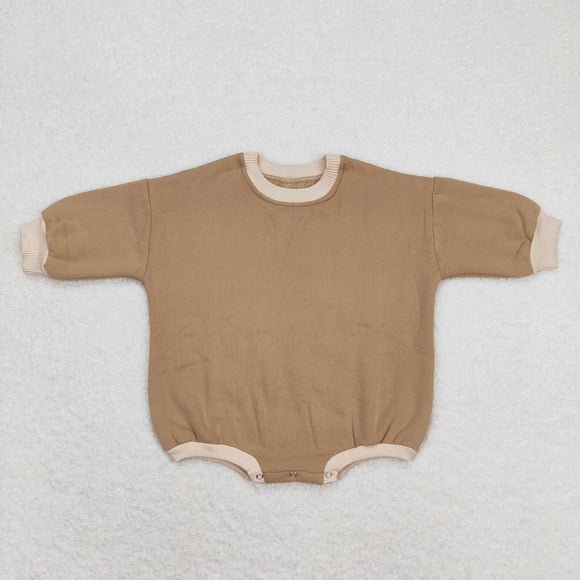 Warm Solid Brown Baby Fall Romper