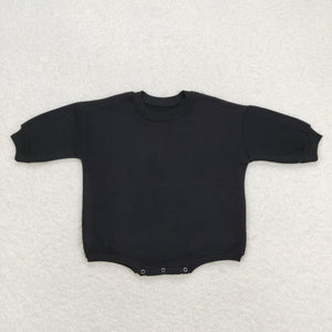 Warm Solid Black Baby Fall Romper