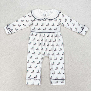 Duck Doll Collar White Boys Fall Romper