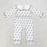 Duck Doll Collar White Boys Fall Romper