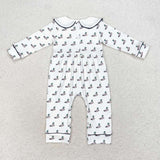 Duck Doll Collar White Boys Fall Romper