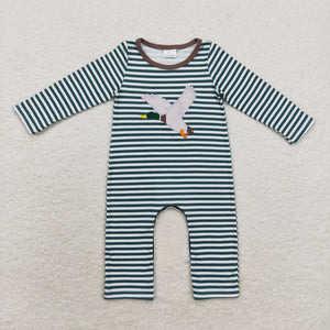 Duck Green Stripe Boys Fall Romper