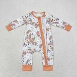 Bamboo Ghost Rainbow Floral Girls Halloween Romper