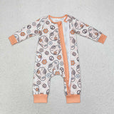 Ghost Floral Plaid Orange Girls Halloween Romper