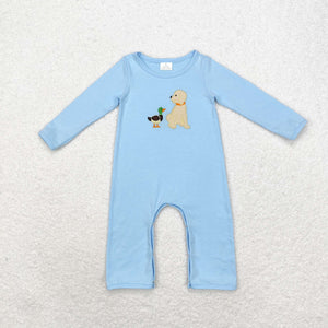 Duck Dog Blue Boys Fall Romper