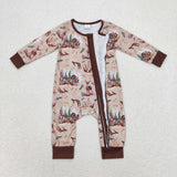 Bamboo Deer Turkey Brown Boys Fall Romper