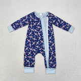 Bamboo Plane Blue Boys Fall Romper