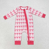 Bow Pattern Pink Girls Fall Romper