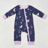 Duck Navy Pink Girls Fall Romper