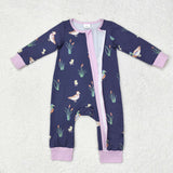 Duck Navy Pink Girls Fall Romper