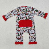 Moo-ey Cow Gray Girls Christmas Romper