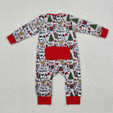 Moo-ey Cow Gray Boys Christmas Romper