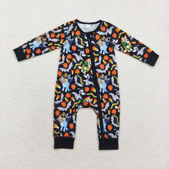 Bamboo Cartoon Dogs Bats Black Boys Halloween Romper