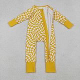 Irregular Yellow White Plaid Girls Fall Romper