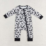 Bamboo Bats Stars Gray Black Boys Halloween Romper