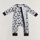 Bamboo Bats Stars Gray Black Boys Halloween Romper