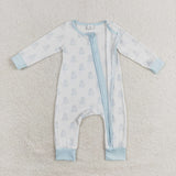 Bamboo Ghost Blue White Boys Halloween Romper