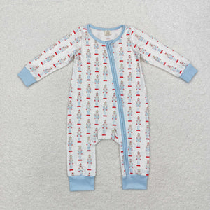 Bamboo Cartoon Soldier Ballet Blue Boys Christmas Romper