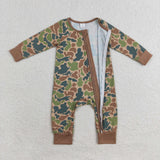 Bamboo Camo Brown Boys Fall Romper