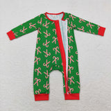 Bamboo Candy Cane Red Green Boys Christmas Romper