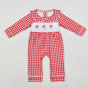 Santa Red Plaid Boys Christmas Romper