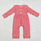 Santa Red Plaid Boys Christmas Romper