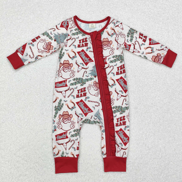 Bamboo Howdy Santa Cactus Red Girls Christmas Romper