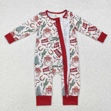 Bamboo Howdy Santa Cactus Red Boys Christmas Romper