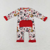 Cartoon Red Ruffles Girls Christmas Romper