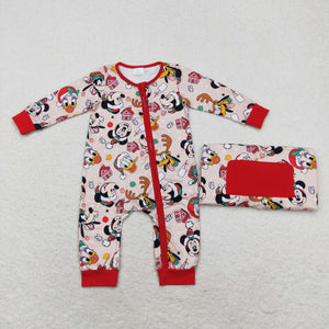 Cartoon Red Girls Christmas Romper