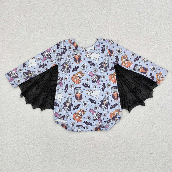 Cartoon Bats Dogs Gauze Girls Halloween Romper