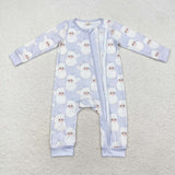 Bamboo Santa Blue Boys Christmas Romper