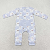 Bamboo Santa Blue Boys Christmas Romper