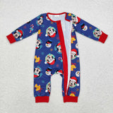 Cartoon Bell Blue Boys Christmas Romper