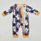 Cartoon Boo Orange Purple Boys Halloween Romper