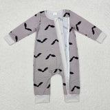 Bamboo Bats Gray Boys Halloween Romper