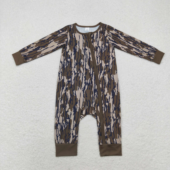 Bamboo Camo Army Green Boys Fall Romper