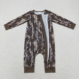 Bamboo Camo Army Green Boys Fall Romper