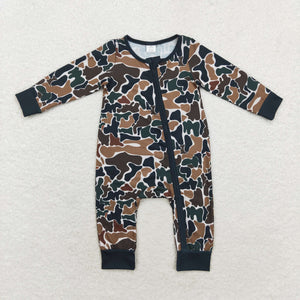 Bamboo Camo Beige Boys Fall Romper