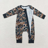 Bamboo Camo Beige Boys Fall Romper