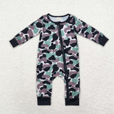 Bamboo Camo Black Boys Fall Romper