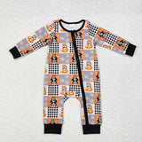 Cartoon Dogs Stars Plaid Boys Halloween Romper