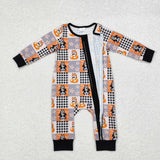 Cartoon Dogs Stars Plaid Boys Halloween Romper