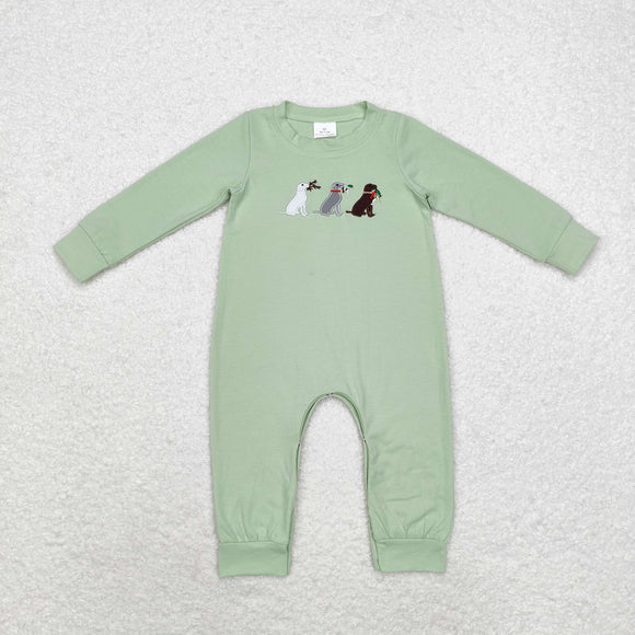 Dogs Duck Green Boys Fall Romper