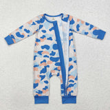 Bamboo Camo Blue Boys Fall Romper