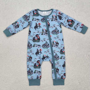 Rodeo Blue Boys Fall Romper