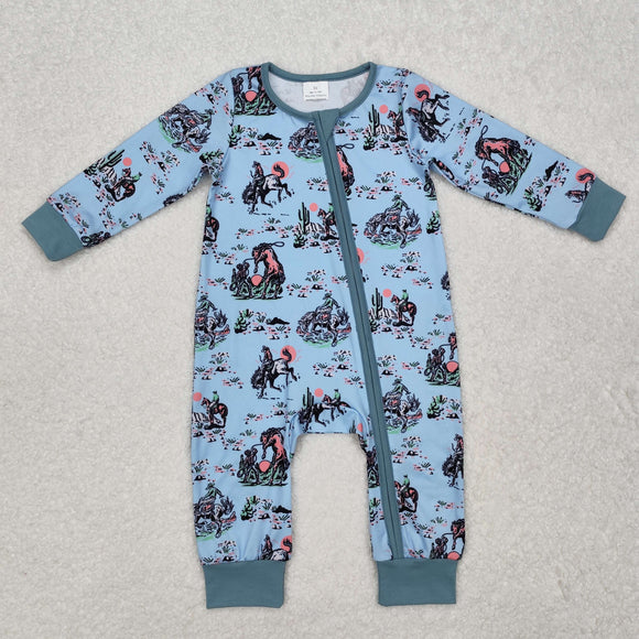 Rodeo Blue Boys Fall Romper