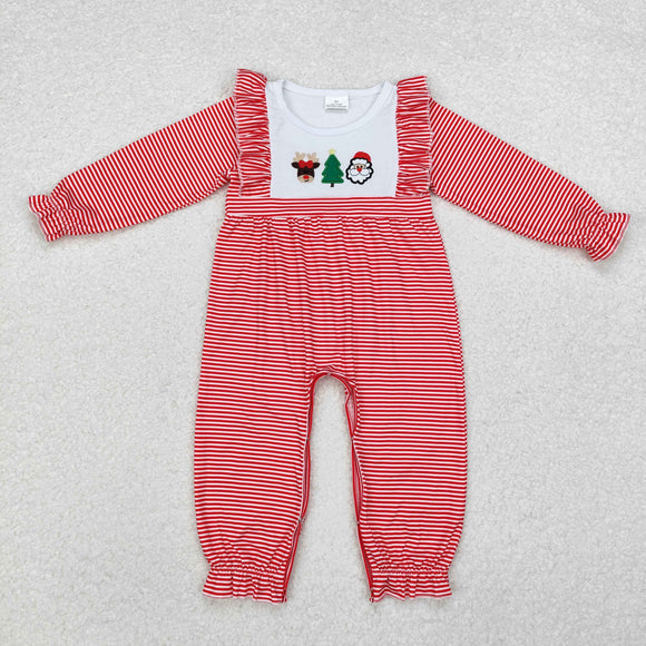 Reindeer Tree Santa Red Stripe Girls Christmas Romper